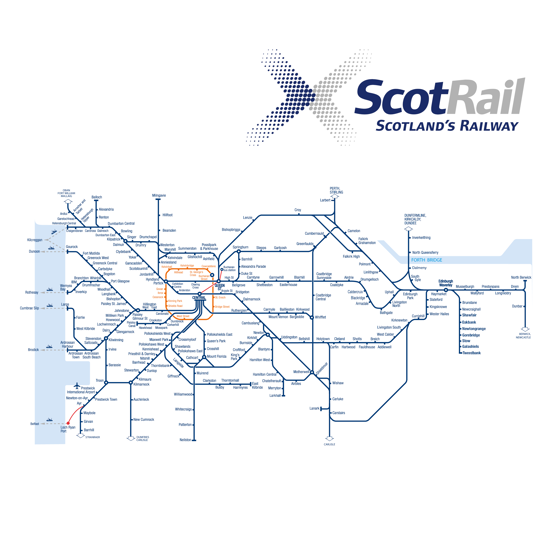 Route map of the Scottish Central belt public transport network