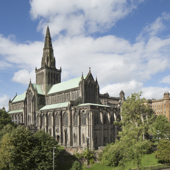 Sunny view of the Gothic Glasgow Cathedral